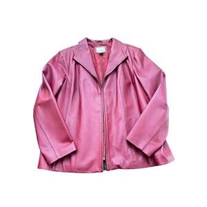 Vintage East 5th Women's Red Genuine Leather Full Zip Up Jacket Size 1X
